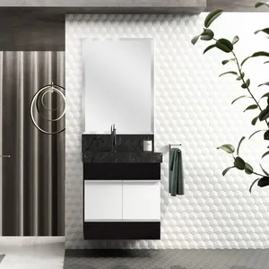 Toucador Sem Lavatório Para Banheiro Slim 60Cm Preto Bumi