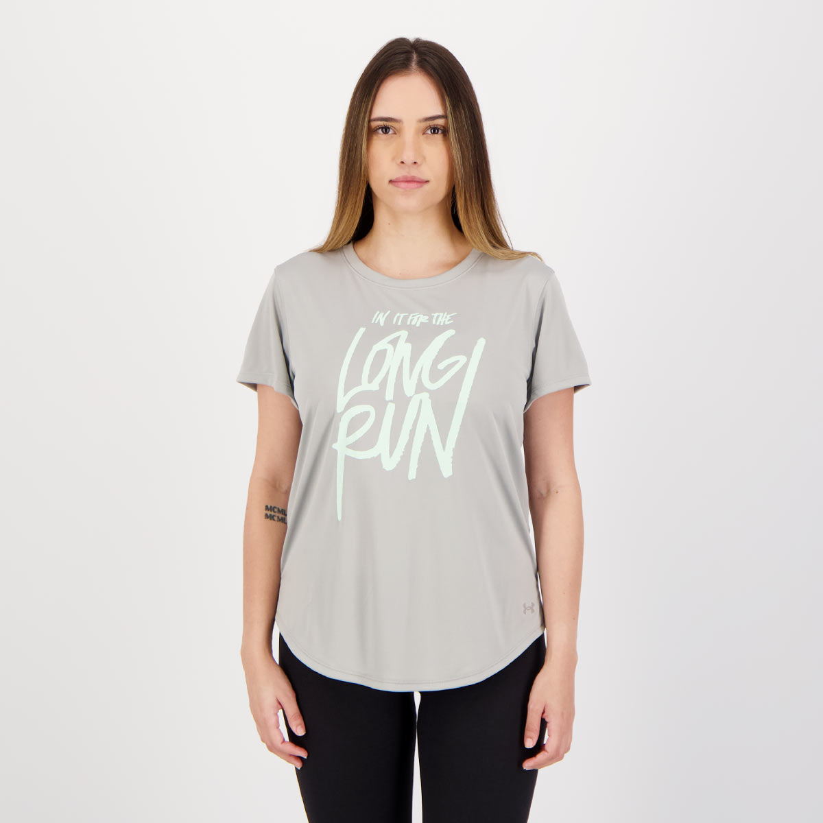 Camiseta Under Armour Long Run Grap Feminina Cinza