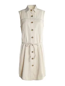 Vestido Sarja Com Botões Feminino NATURAL GG