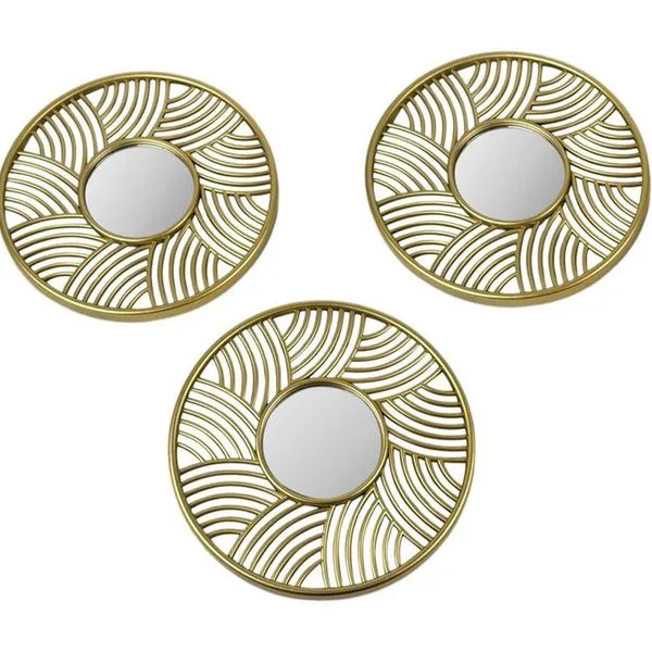 Conjunto com 3 Espelhos Decorativos Concepts Life Dourado 531-72788