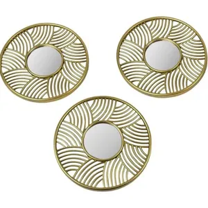 Conjunto com 3 Espelhos Decorativos Concepts Life Dourado 531-72788