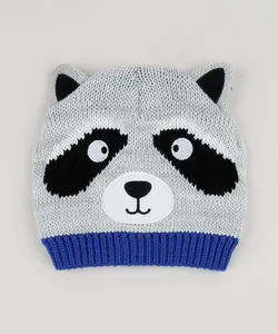 Gorro de Tricô Infantil Guaxinim Cinza Claro Único