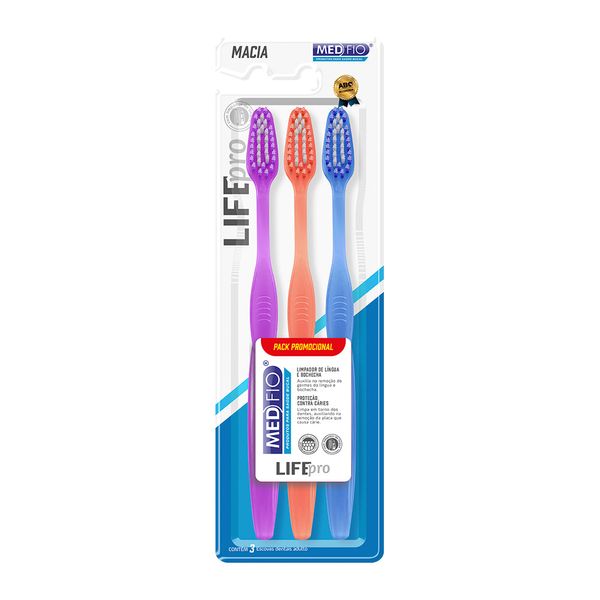 Escova Dental Medfio Lifepro Macia 3 Unidades