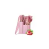 Kit Completo De Utensílios De Cozinha Luxuosos 19 Peças Com Tablet Espátula De Silicone Faca Tesoura - Cor:Rosa