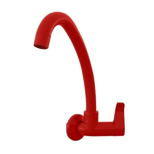 Torneira para Cozinha de Parede Orquídea Bica Móvel Alta em Plástico Abs Red Socel Torneira para Cozinha Parede Orquídea Bica Móvel Alta Abs Red Socel
