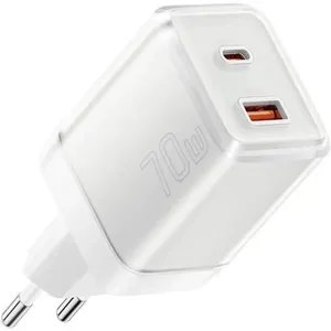 Carregador De Viagem Essager 70W 2 Em 1 USB/USB-C Branco (MP)