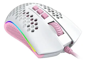Mouse Gamer com Fio Redragon Storm M808WP-RGB 12400 Dpi Cor Branco com Rosa