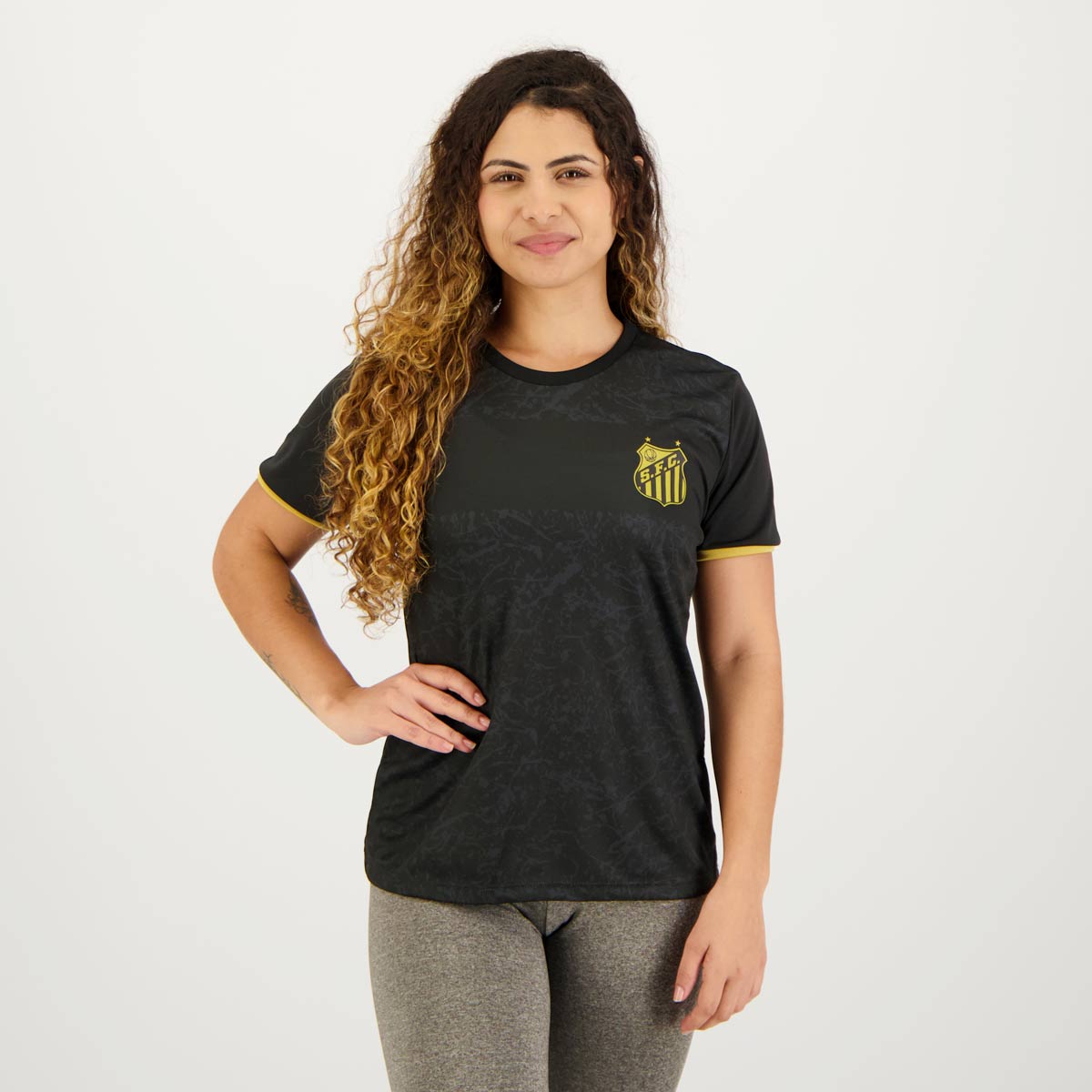 Camisa Santos Splash Feminina Preta