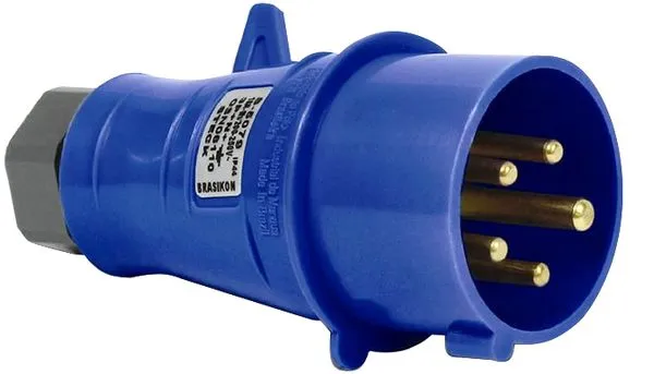 Plugue industrial 2P+T 16 A 127V~ terra posição 4H cor amarelo IP44 STECK