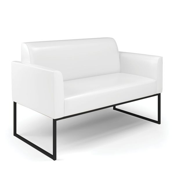 Sofá Namoradeira Base Industrial Preto Marisa Corano Branco D03 - D'Rossi