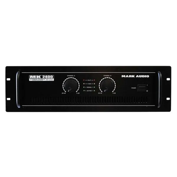 Amplificador de Potência MK2400 400W RMS Classe AB Proteção Contra Curto-Circuito Mark Audio Amplificador de Potência MK2400 400W RMS Classe AB Mark Audio