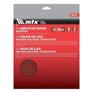 Folha de Lixa para Metal P180 230x280mm 10 Peças 7561255 Vermelho Mtx para Acabamento em Metais Folha de Lixa para Metal P180 230x280mm 10 Unidades 7561255 Vermelho Mtx