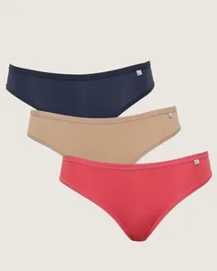 Kit 3 Calcinhas Delcotton Biquíni Azul Bege GG