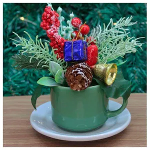 Xicara Vasinho De Natal Arranjo Decorativo Artesanal