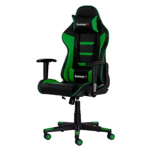 Cadeira Gamer Reclinável Giratória Preta C/Verde Ajustável