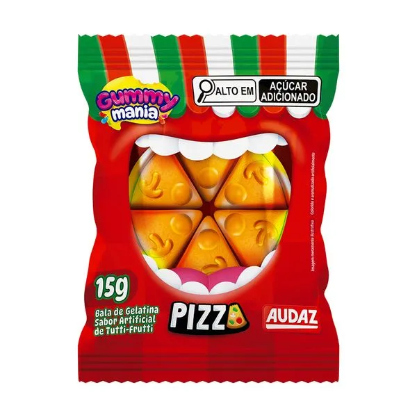 Bala Gummy Mania Pizza 15g Tutti-Frutti 027050027 - Audaz
