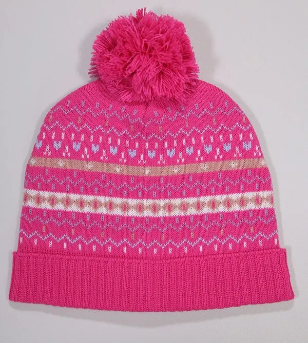 Touca Bebê Acrílica Jacquard - 8455 Pink - M