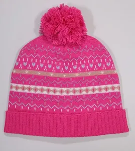 Touca Bebê Acrílica Jacquard - 8455 Pink - M