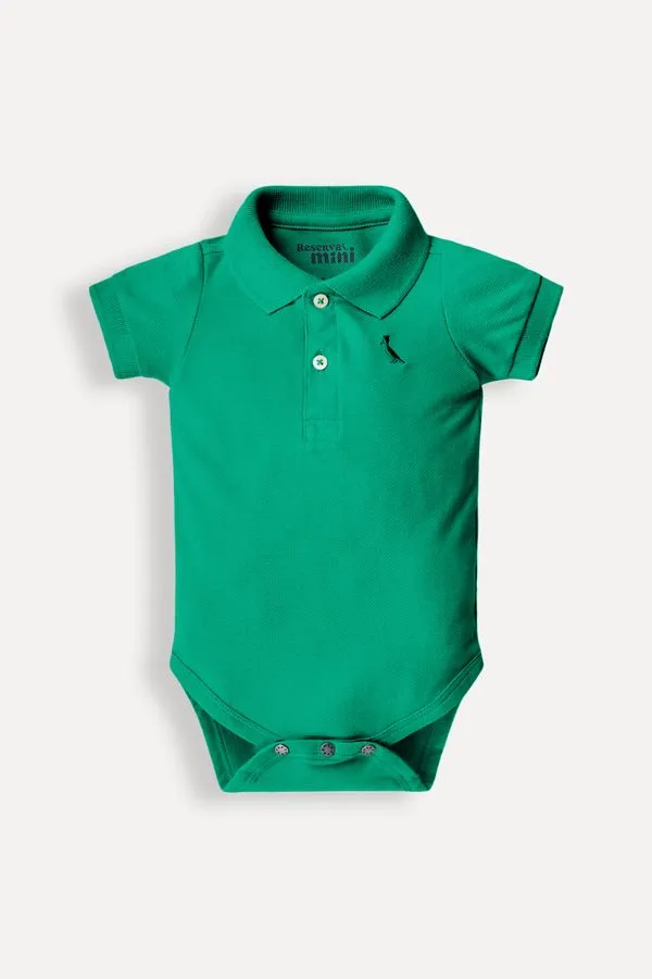Body Polo Mc Bb Piquet Basica Verde Bandeira - 1