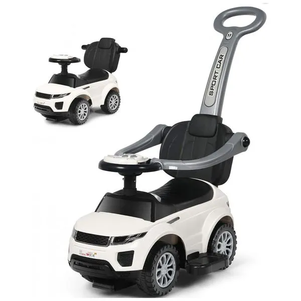 Carrinho de Passeio Infantil 3 em 1 com Buzina, Música, Luz e Proteção de Braço para Crianças de 1 a 3 Anos, Costzon, Branco 110v
