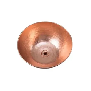 Cuba de Apoio Bojo Redonda Sobrepor Cobre Puro sem Alças com Válvula 3L Metal Arte Cuba de Apoio Bojo Redonda Sobrepor Cobre Puro 3L Metal Arte
