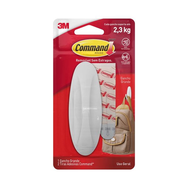 Gancho Adesivo Grande Unitário Plástico Branco 3M™ Command™
