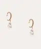 brinco de argola com pérola dourado Único