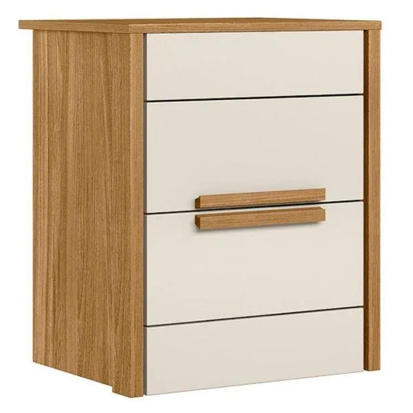 Mesa De Cabeceira Dhara 2 Gavetas 51 Cm Freijo Off White Moval Freijo Off White