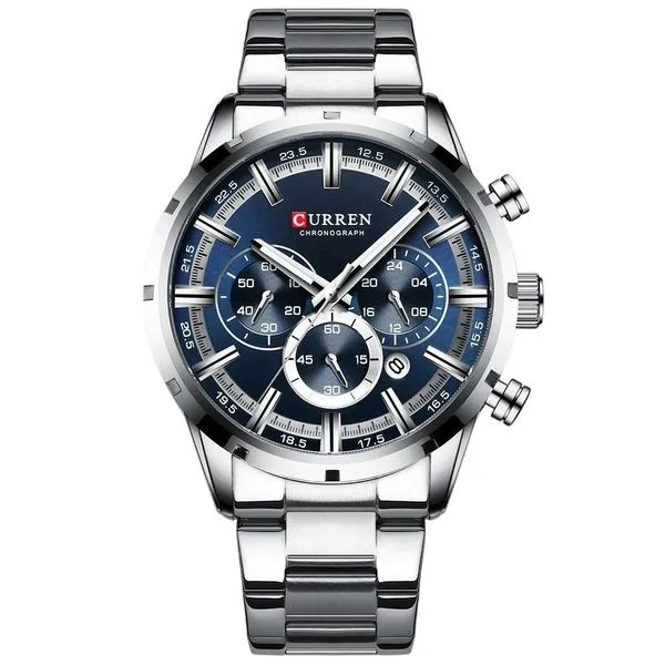 Relógio Masculino Curren 8355 Analógico Quartz Pulseira de Aço Inox Prata Resistente à Água Relógio Masculino 8355 Analógico Aço Inox Prata Resistente Água Curren