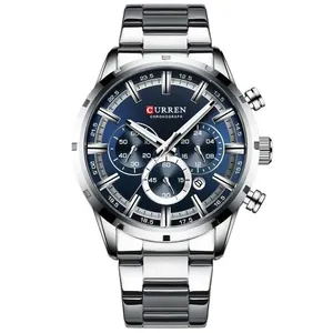 Relógio Masculino Curren 8355 Analógico Quartz Pulseira de Aço Inox Prata Resistente à Água Relógio Masculino 8355 Analógico Aço Inox Prata Resistente Água Curren