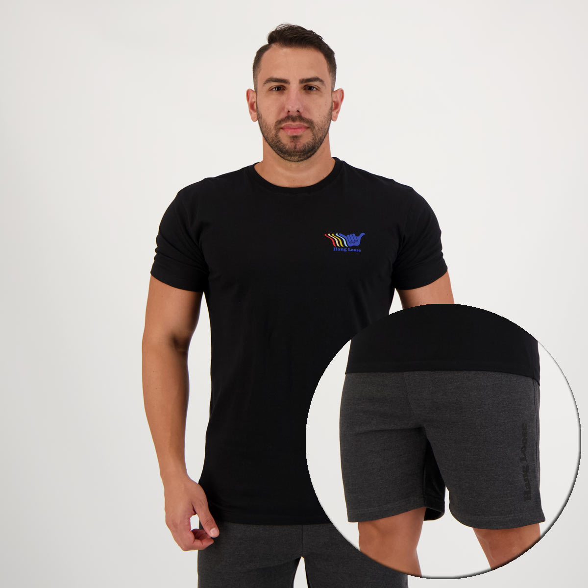 Kit Hang Loose Bermuda e Camiseta Basic Preta