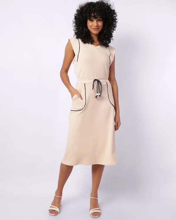 Saia Feminina Midi com Bolsos Bege GG