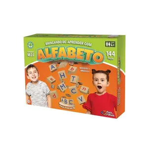 Brincando de Aprender com Alfabeto Pais e Filhos 36 Peças em Madeira
