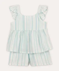 conjunto infantil curto com lurex listrado azul 5