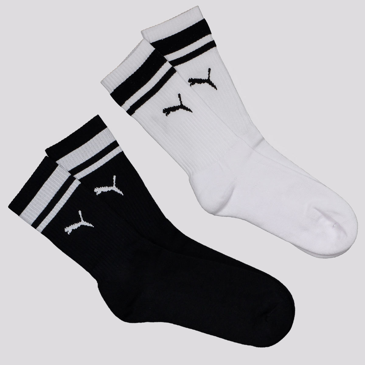 Kit de Meia Puma 2 Pares Cano Longo Heritage Branc