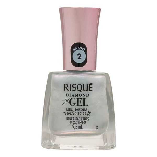 Esmalte Risqué Diamond Gel Top Coat Fixador Meu Jardim Mágico Dança das Fadas Efeito Cintilante 9,5ml