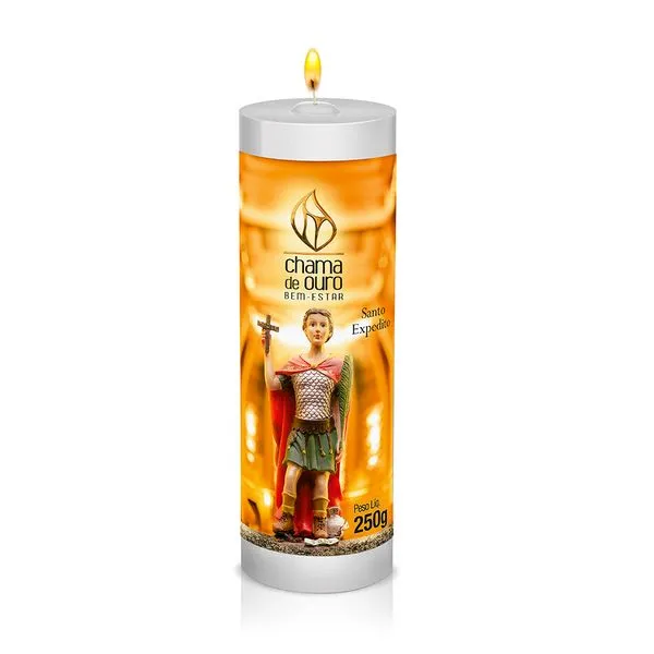Vela Votiva Oração Santo Expedito 250g 12250Exp - Chama de Ouro