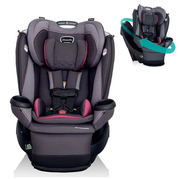 Cadeirinha de Carro Conversível Evenflo Revolve360 Extend com Rotação de 360 Graus - Rosa Rowe