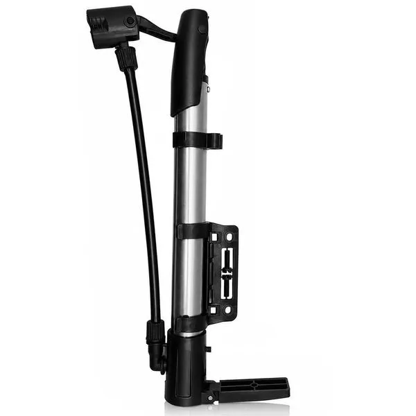 Bomba de Ar Manual Compacta Portátil para Pneu e Bola com Mangueira Flexível Prata Draik Bomba de Ar Manual Compacta Portátil para Pneu e Bola Prata Draik