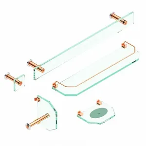Kit Acessórios Para Banheiro Blinglass 05 Peças Reto Vidro Incolor Rosê (MP)