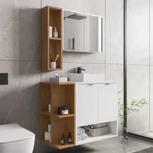 Gabinete e Espelho para Banheiro Naturalle com Porta e Nicho Branco de Casa Gabinete e Espelho para Banheiro Naturalle com Nicho Branco de Casa