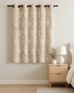 Cortina BecaDecor Rústica Veneza 240cm x 170cm Estampada Bege UN