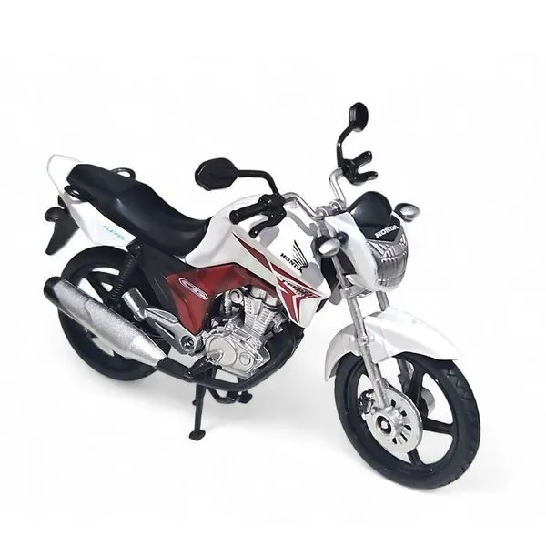Miniatura de Moto Honda CG Titan 150 2014 1:18 com Base Expositora Réplica Detalhada Branco Californ Toys Miniatura de Moto Honda CG Titan 150 2014 1:18 com Base Expositora Branco Californ Toys