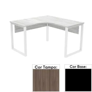 Mesa De Escritório Em L Pé Tubular Pe25 Em Mdp 135 X 135 X 60 Cm Cor Walnut E Base Preta