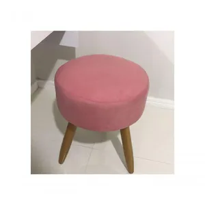 Kit 2 Puff Banqueta para Bancada de Maquiagem Suede Rosê Pés Palitos