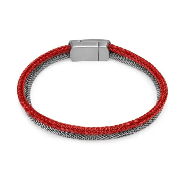 Pulseira Padalka de Malha de Aço Vermelho Vermelho GG