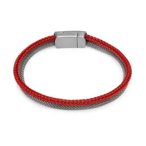 Pulseira Padalka de Malha de Aço Vermelho Vermelho GG