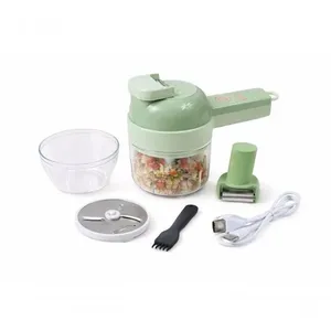 Triturador e Cortador Elétrico Multifuncional 4x1 sem Fio Recarregável Via USB Verde Fratelli Triturador e Cortador Elétrico Multifuncional 4x1 para Picar Triturar e Cortar Verde Fratelli