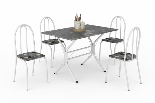 Conjunto Mesa Teixeira Ubatuba Granito com 4 Cadeiras Paraopeba - Teixeira