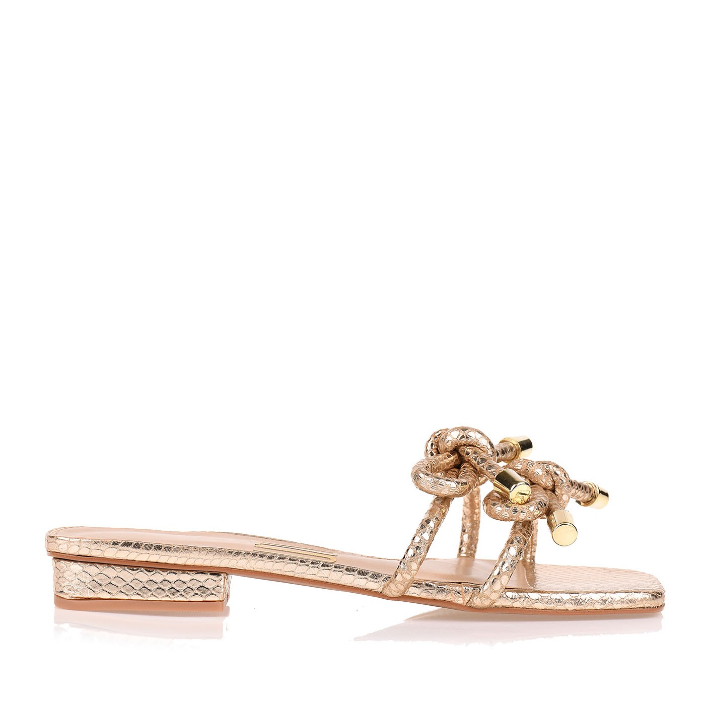 Flat Salto Baixo Metal Serpente Ouro